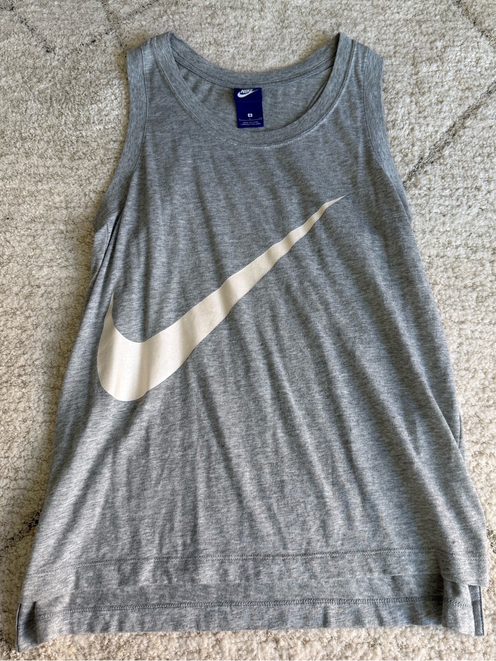 Nike Grey Sleeveless Tank Top with White Swoosh Logo Size SP